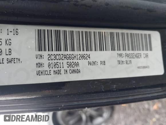 2016 Dodge Challenger SXT Plus z VIN 2C3CDZAG6GH120624, wystawiony jako IAAI lot #43501177 z przebiegiem 124 424 mil mil oraz . Historia ofert i sprzedaży dostępna na DreamBid. Obrazek 9.