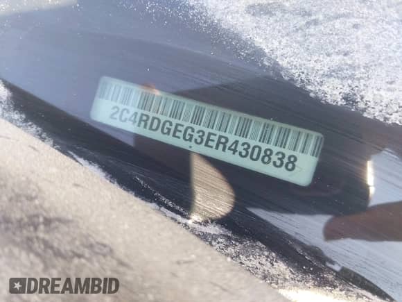 2014 Dodge Grand Caravan R/T with VIN 2C4RDGEG3ER430838, listed as a IAAI auction lot 43247617 with Not provided miles and . Bid and sale history available at DreamBid. Image 9.