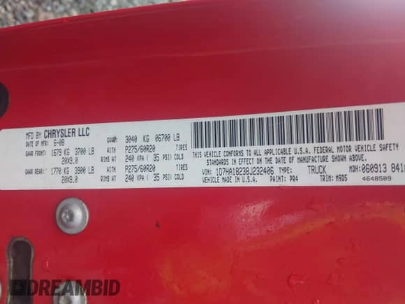 2008 Dodge 1500 SLT с VIN 1D7HA18238J232406, выставлен на аукционе IAAI как лот 43127501 с пробегом 206 130 миль миль и . История ставок и продаж доступна на DreamBid. Изображение 9.