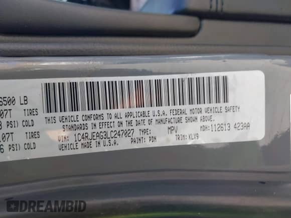 2020 Jeep Grand Cherokee Laredo E with VIN 1C4RJEAG3LC247027, listed as a IAAI auction lot 42538279 with 97,601 mi miles and . Bid and sale history available at DreamBid. Image 9.