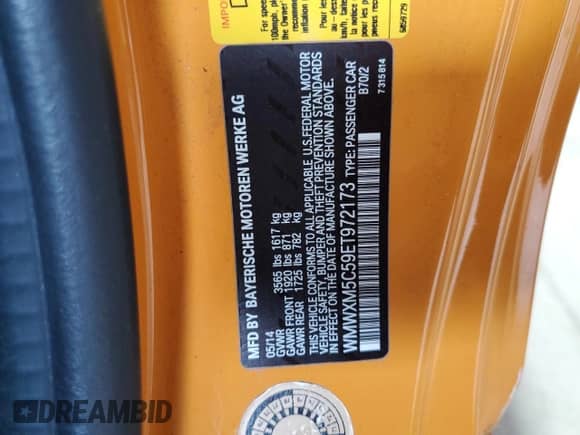 2014 MINI Hardtop с VIN WMWXM5C59ET972173, выставлен на аукционе Copart как лот 62384095 с пробегом 93 285 миль миль и Списание • Salvage title. История ставок и продаж доступна на DreamBid. Изображение 12.