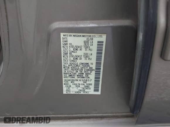 2008 Nissan Pathfinder SE с VIN 5N1AR18U38C650857, выставлен на аукционе IAAI как лот 42371056 с пробегом 140 310 миль миль и . История ставок и продаж доступна на DreamBid. Изображение 9.