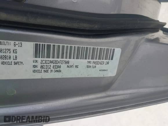 2013 Chrysler 300 with VIN 2C3CCAAG9DH727908, listed as a IAAI auction lot 42702399 with 105,987 mi miles and . Bid and sale history available at DreamBid. Image 9.