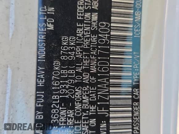 2013 Scion FR-S z VIN JF1ZNAA16D1719409, wystawiony jako Copart lot #81307415 z przebiegiem 147 451 mil mil oraz Szkoda całkowita • Salvage title. Historia ofert i sprzedaży dostępna na DreamBid. Obrazek 12.