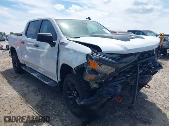 2025 Chevrolet Silverado 1500 Custom Trail Boss with VIN 3GCUKCED6SG194217, listed as a IAAI auction lot 42214162 with 13,407 mi miles and . Bid and sale history available at DreamBid. Image 1.