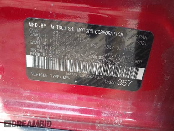 2021 Mitsubishi Outlander ES z VIN JA4APUAU6MU034395, wystawiony jako IAAI lot #41405234 z przebiegiem 38 466 mil mil oraz . Historia ofert i sprzedaży dostępna na DreamBid. Obrazek 9.