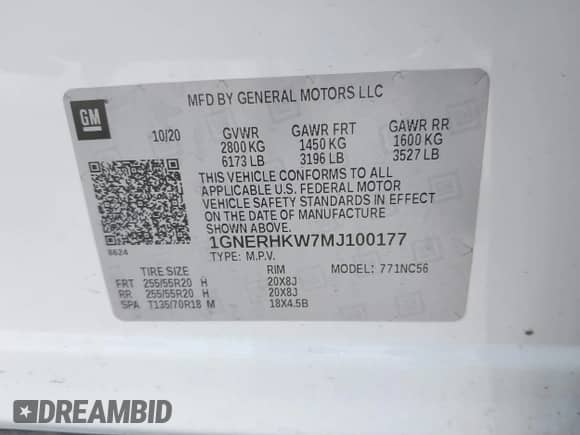 2021 Chevrolet Traverse LT с VIN 1GNERHKW7MJ100177, выставлен на аукционе IAAI как лот 42366356 с пробегом 85 423 миль миль и . История ставок и продаж доступна на DreamBid. Изображение 9.