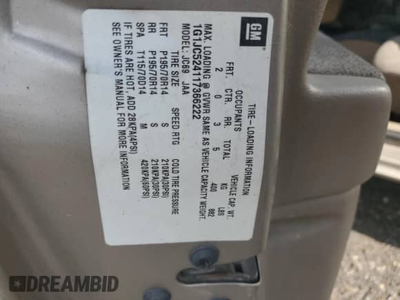 2001 Chevrolet Cavalier с VIN 1G1JC524117366222, выставлен на аукционе Copart как лот 71653805 с пробегом 129 187 миль миль и Списание • Salvage title. История ставок и продаж доступна на DreamBid. Изображение 12.