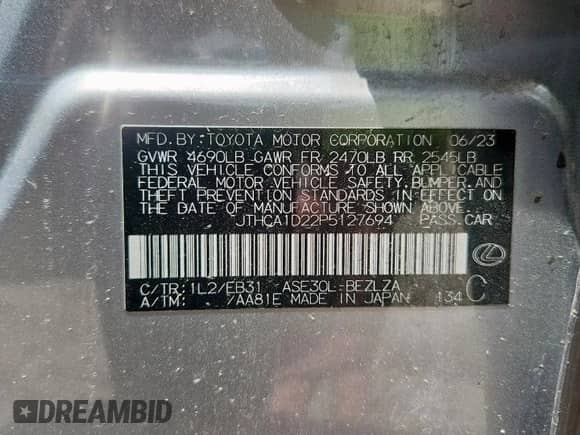 2023 Lexus IS 300 с VIN JTHCA1D22P5127694, выставлен на аукционе Copart как лот 56680885 с пробегом 22 347 миль миль и Чистый • Clean title. История ставок и продаж доступна на DreamBid. Изображение 12.