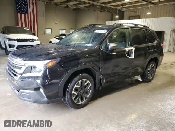 2025 Subaru Forester Premium z VIN JF2SLDDC8SH419845, wystawiony jako Copart lot #70829925 z przebiegiem 8 685 mil mil oraz Szkoda całkowita • Salvage title. Historia ofert i sprzedaży dostępna na DreamBid. Obrazek 1.