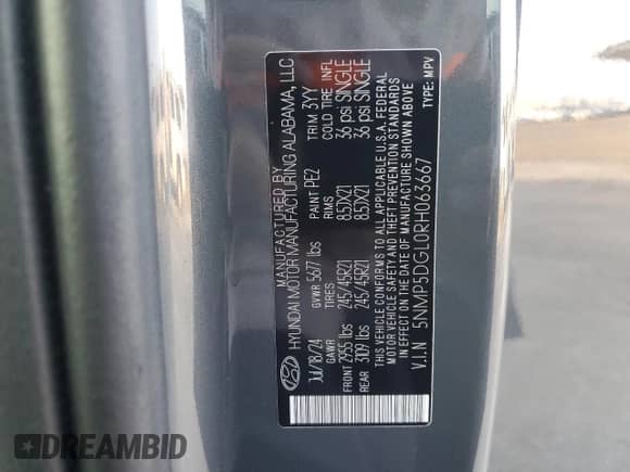 2024 Hyundai Santa Fe Calligraphy z VIN 5NMP5DGL0RH063667, wystawiony jako Copart lot #82690345 z przebiegiem 23 121 mil mil oraz Czysty tytuł • Clean title. Historia ofert i sprzedaży dostępna na DreamBid. Obrazek 13.