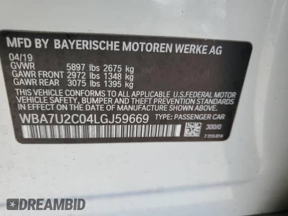 2020 BMW 7 Series 750i xDrive с VIN WBA7U2C04LGJ59669, выставлен на аукционе Copart как лот 80879205 с пробегом 92 100 миль миль и На запчасти • Non repairable. История ставок и продаж доступна на DreamBid. Изображение 12.