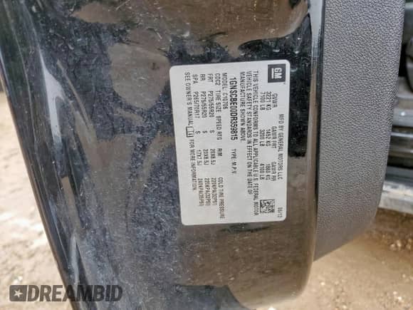 2013 Chevrolet Tahoe LT with VIN 1GNSCBE00DR359815, listed as a Copart auction lot 69586395 with 148,444 mi miles and Salvage title. Bid and sale history available at DreamBid. Image 13.