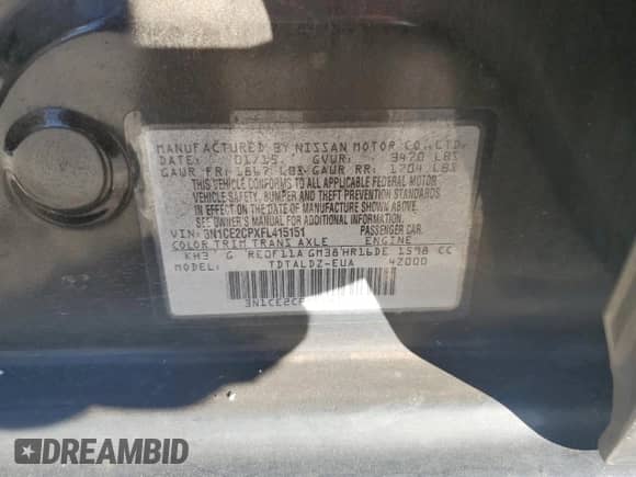 2015 Nissan Note S с VIN 3N1CE2CPXFL415151, выставлен на аукционе Copart как лот 86077905 с пробегом 156 428 миль миль и Списание • Salvage title. История ставок и продаж доступна на DreamBid. Изображение 12.