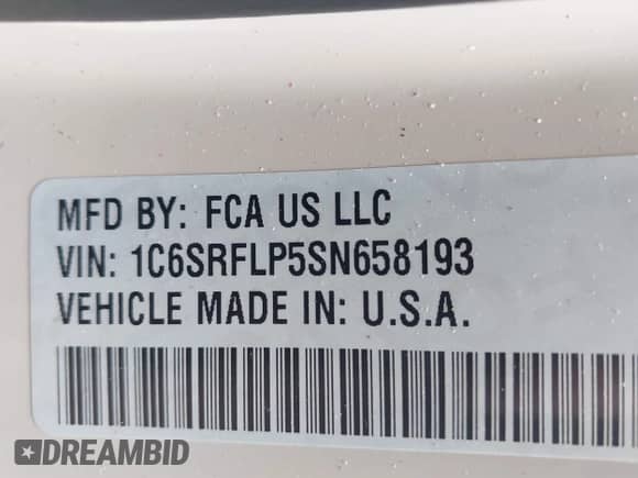 2025 Ram 1500 Rebel z VIN 1C6SRFLP5SN658193, wystawiony jako IAAI lot #42648676 z przebiegiem 11 099 mil mil oraz . Historia ofert i sprzedaży dostępna na DreamBid. Obrazek 9.
