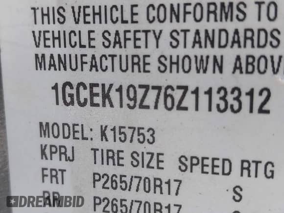 2006 Chevrolet Silverado 1500 LT3 с VIN 1GCEK19Z76Z113312, выставлен на аукционе IAAI как лот 41624126 с пробегом Не указан миль и . История ставок и продаж доступна на DreamBid. Изображение 9.