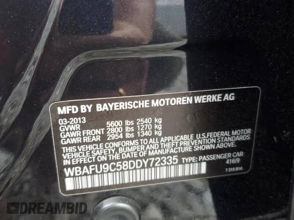 2013 BMW 5 Series 550i xDrive z VIN WBAFU9C58DDY72335, wystawiony jako Copart lot #70455635 z przebiegiem 108 894 mil mil oraz Czysty tytuł • Clean title. Historia ofert i sprzedaży dostępna na DreamBid. Obrazek 13.