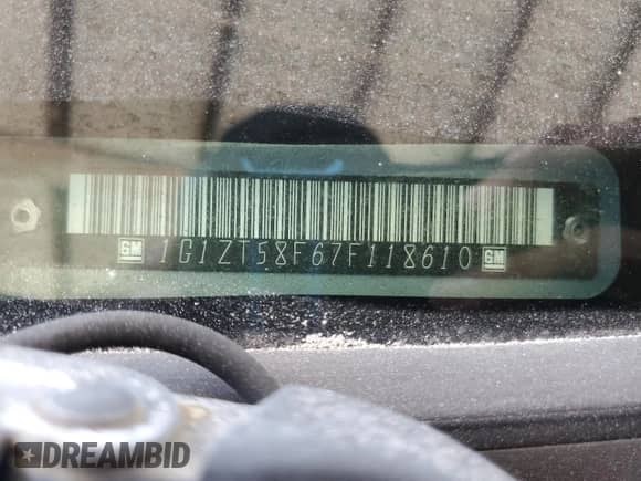 2007 Chevrolet Malibu 1LT z VIN 1G1ZT58F67F118610, wystawiony jako Copart lot #69916055 z przebiegiem 171 698 mil mil oraz Szkoda całkowita • Salvage title. Historia ofert i sprzedaży dostępna na DreamBid. Obrazek 12.