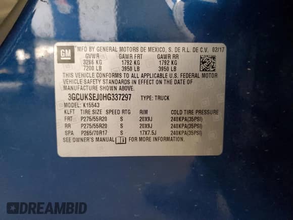 2017 Chevrolet Silverado 1500 LTZ z VIN 3GCUKSEJ0HG337297, wystawiony jako Copart lot #81415265 z przebiegiem 163 910 mil mil oraz Szkoda całkowita • Salvage title. Historia ofert i sprzedaży dostępna na DreamBid. Obrazek 12.