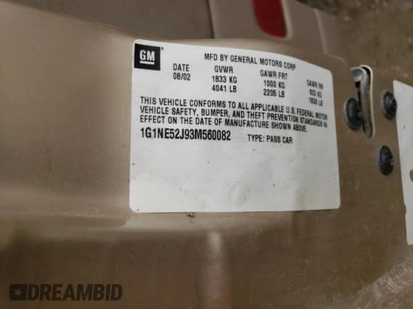 2003 Chevrolet Malibu LS с VIN 1G1NE52J93M560082, выставлен на аукционе Copart как лот 69790614 с пробегом 151 613 миль миль и Списание • Salvage title. История ставок и продаж доступна на DreamBid. Изображение 12.