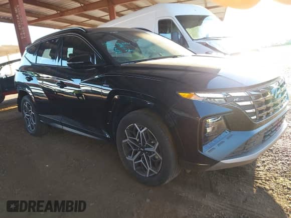 2024 Hyundai Tucson N Line with VIN KM8JFCD14RU145969, listed as a IAAI auction lot 43272002 with 18,130 mi miles and . Bid and sale history available at DreamBid. Image 1.