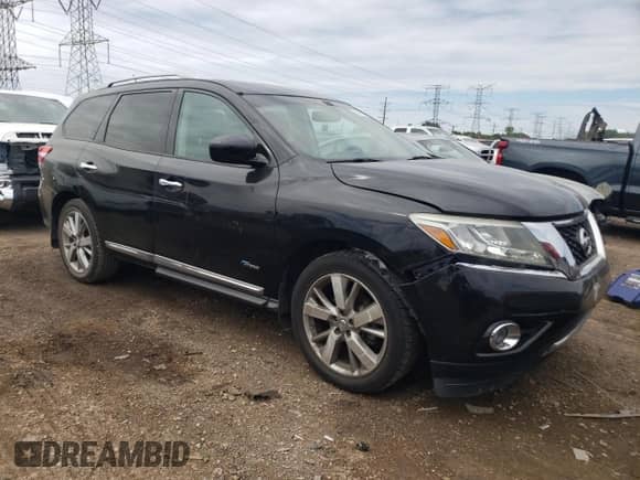 2014 Nissan Pathfinder Platinum Hybrid with VIN 5N1CR2MM9EC640852, listed as a Copart auction lot 58529935 with 70,162 mi miles and Clean title. Bid and sale history available at DreamBid. Image 4.