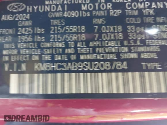 2025 Hyundai Kona SEL Convenience с VIN KM8HC3AB9SU208784, выставлен на аукционе IAAI как лот 41564742 с пробегом 664 миль миль и . История ставок и продаж доступна на DreamBid. Изображение 9.