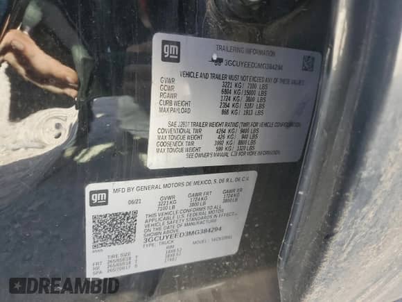 2021 Chevrolet Silverado 1500 RST с VIN 3GCUYEED3MG384294, выставлен на аукционе Copart как лот 48880115 с пробегом 68 402 миль миль и Списание • Salvage title. История ставок и продаж доступна на DreamBid. Изображение 12.