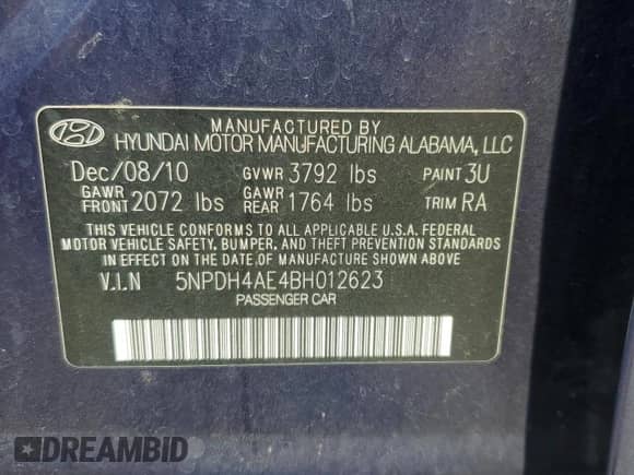 2011 Hyundai Elantra GLS с VIN 5NPDH4AE4BH012623, выставлен на аукционе Copart как лот 80333415 с пробегом 173 896 миль миль и Чистый • Clean title. История ставок и продаж доступна на DreamBid. Изображение 13.