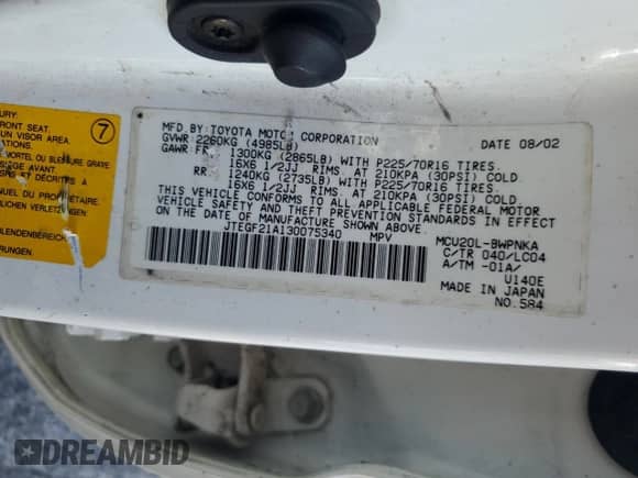 2003 Toyota Highlander с VIN JTEGF21A130075340, выставлен на аукционе Copart как лот 64321915 с пробегом 284 800 миль миль и Списание • Salvage title. История ставок и продаж доступна на DreamBid. Изображение 13.