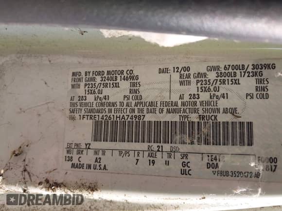 2001 Ford Econoline Cargo с VIN 1FTRE14261HA74987, выставлен на аукционе IAAI как лот 42372331 с пробегом 75 465 миль миль и . История ставок и продаж доступна на DreamBid. Изображение 9.