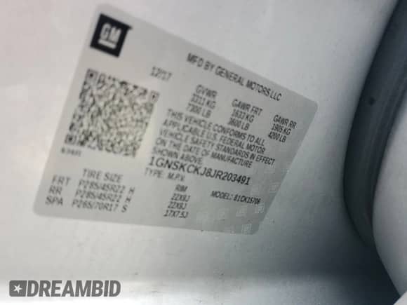 2018 Chevrolet Tahoe Premier с VIN 1GNSKCKJ8JR203491, выставлен на аукционе Copart как лот 58861575 с пробегом 144 869 миль миль и Чистый • Clean title. История ставок и продаж доступна на DreamBid. Изображение 14.