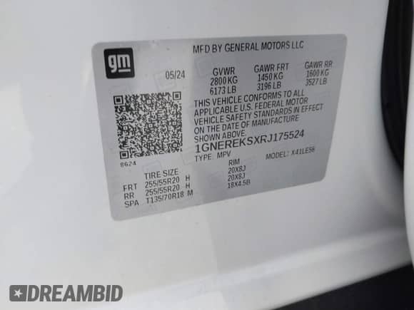 2024 Chevrolet Traverse FWD LS z VIN 1GNEREKSXRJ175524, wystawiony jako IAAI lot #41273400 z przebiegiem 6 365 mil mil oraz . Historia ofert i sprzedaży dostępna na DreamBid. Obrazek 9.