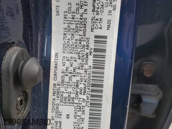 2002 Toyota Highlander с VIN JTEHF21A320068134, выставлен на аукционе Copart как лот 83886715 с пробегом 167 926 миль миль и Чистый • Clean title. История ставок и продаж доступна на DreamBid. Изображение 13.