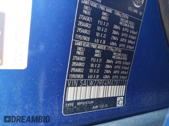 2021 Land Rover Range Rover Sport SVR z VIN SALWZ2RE4MA781110, wystawiony jako IAAI lot #42143199 z przebiegiem 26 473 mil mil oraz . Historia ofert i sprzedaży dostępna na DreamBid. Obrazek 9.