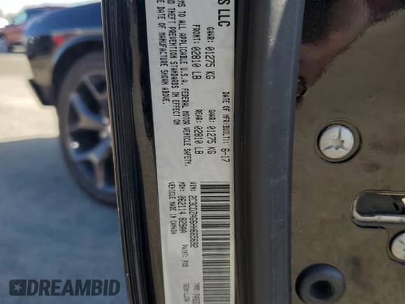 2017 Dodge Challenger SXT с VIN 2C3CDZAG6HH665692, выставлен на аукционе Copart как лот 82241735 с пробегом 59 514 миль миль и Списание • Salvage title. История ставок и продаж доступна на DreamBid. Изображение 13.