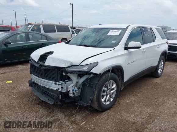 2023 Chevrolet Traverse LS z VIN 1GNERFKW0PJ168703, wystawiony jako IAAI lot #42638224 z przebiegiem 56 743 mil mil oraz . Historia ofert i sprzedaży dostępna na DreamBid. Obrazek 2.