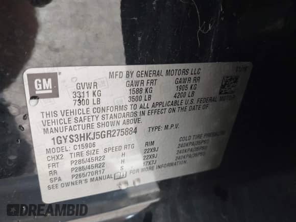 2016 Cadillac Escalade ESV Luxury Collection с VIN 1GYS3HKJ5GR275884, выставлен на аукционе IAAI как лот 43268802 с пробегом 163 304 миль миль и . История ставок и продаж доступна на DreamBid. Изображение 9.