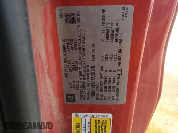 2015 Chevrolet Silverado 2500HD Work Truck with VIN 1GC0KUEG1FZ133295, listed as a Copart auction lot 68313495 with Not provided miles and Salvage title. Bid and sale history available at DreamBid. Image 12.