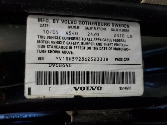 2006 Volvo S60 2.5L Turbo с VIN YV1RH592862523338, выставлен на аукционе Copart как лот 71664015 с пробегом 225 217 миль миль и Чистый • Clean title. История ставок и продаж доступна на DreamBid. Изображение 12.