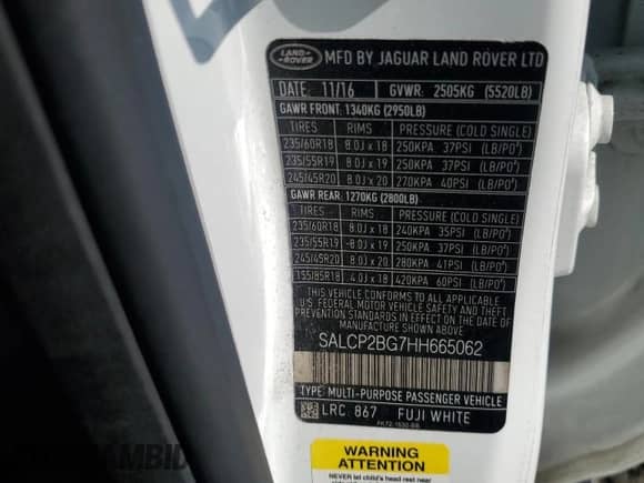 2017 Land Rover Discovery Sport SE with VIN SALCP2BG7HH665062, listed as a Copart auction lot 84253275 with 64,041 mi miles and Salvage title. Bid and sale history available at DreamBid. Image 14.