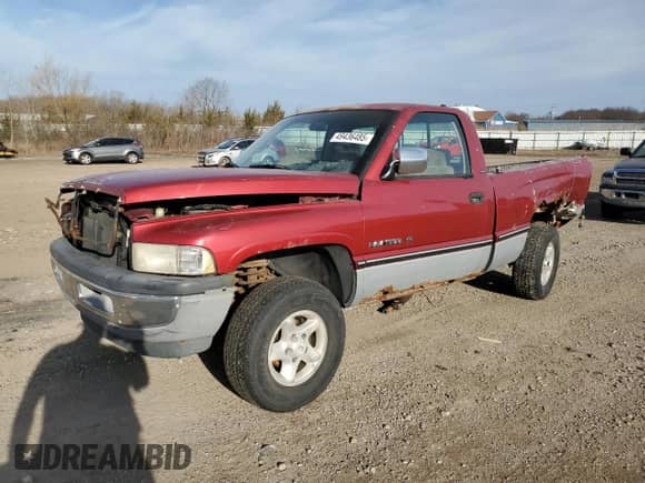 1997 Dodge 1500 with VIN 1B7HF16Y5VJ548002, listed as a Copart auction lot 49436485 with 277,105 mi miles and Salvage title. Bid and sale history available at DreamBid. Image 1.