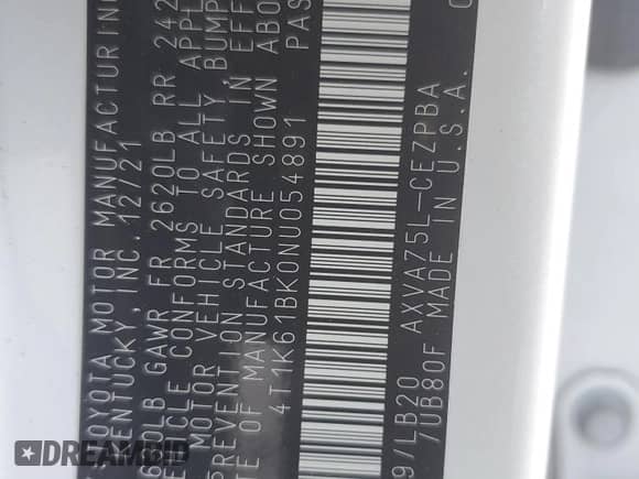 2022 Toyota Camry XSE with VIN 4T1K61BK0NU054891, listed as a Copart auction lot 66845045 with 46,014 mi miles and Salvage title. Bid and sale history available at DreamBid. Image 12.