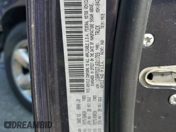 2018 Ram 1500 Big Horn with VIN 1C6RR7GG7JS311723, listed as a Copart auction lot 66753145 with 110,078 mi miles and Salvage title. Bid and sale history available at DreamBid. Image 12.