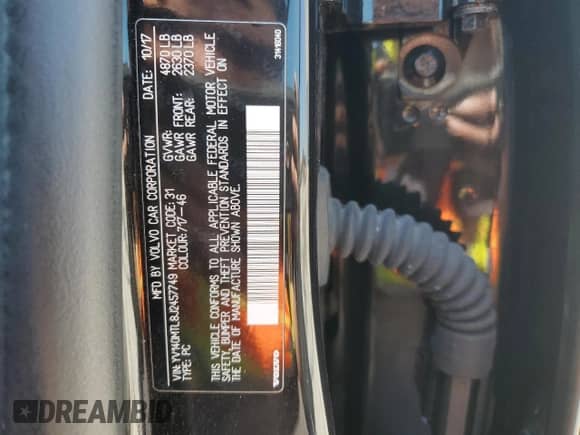 2018 Volvo S60 Dynamic with VIN YV140MTL8J2457749, listed as a Copart auction lot 52026565 with 84,756 mi miles and Salvage title. Bid and sale history available at DreamBid. Image 12.