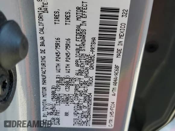 2019 Toyota Tacoma TRD Off Road z VIN 3TMCZ5ANXKM250954, wystawiony jako Copart lot #65703125 z przebiegiem 53 473 mil mil oraz Szkoda całkowita • Salvage title. Historia ofert i sprzedaży dostępna na DreamBid. Obrazek 12.