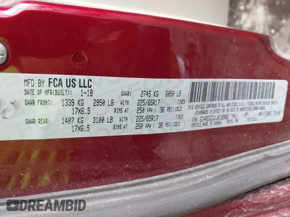2018 Dodge Grand Caravan SXT with VIN 2C4RDGCG1JR183882, listed as a IAAI auction lot 42793930 with 141,968 mi miles and . Bid and sale history available at DreamBid. Image 9.