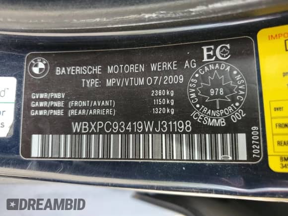 2009 BMW X3 xDrive30i с VIN WBXPC93419WJ31198, выставлен на аукционе Copart как лот 56122965 с пробегом 326 757 миль миль и Чистый • Clean title. История ставок и продаж доступна на DreamBid. Изображение 14.