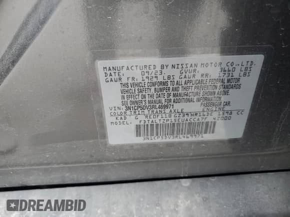 2024 Nissan Kicks SR with VIN 3N1CP5DV3RL469971, listed as a Copart auction lot 72063165 with Not provided miles and Salvage title. Bid and sale history available at DreamBid. Image 13.