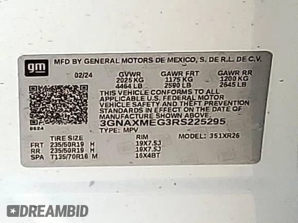 2024 Chevrolet Equinox RS с VIN 3GNAXMEG3RS225295, выставлен на аукционе Copart как лот 70256885 с пробегом 8 596 миль миль и Списание • Salvage title. История ставок и продаж доступна на DreamBid. Изображение 12.